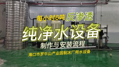 每小時(shí)6噸反滲透純凈水設(shè)備制作與安裝流程，海南制冰廠用水設(shè)備
